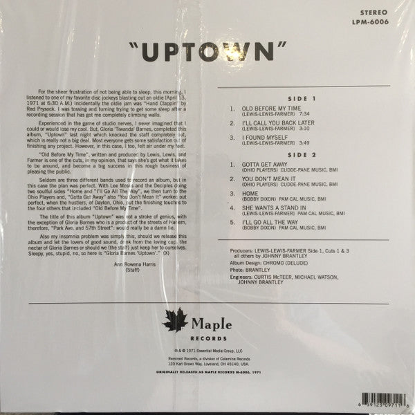 Gloria Barnes : Uptown (LP, Album, RE, RM, Gat)