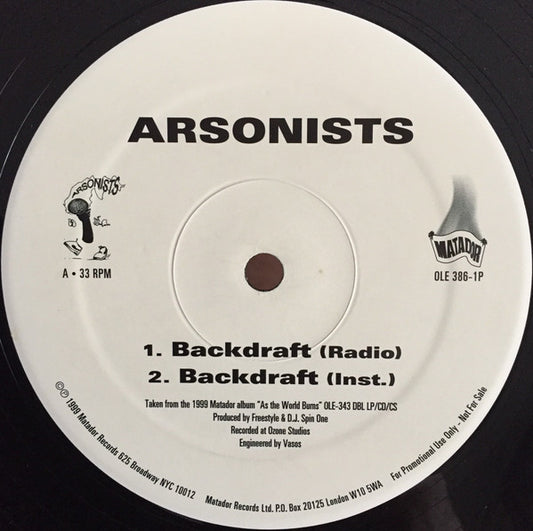 The Arsonists : Backdraft / Halloween I (12", Promo)