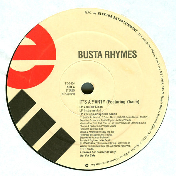 Busta Rhymes : It's A Party (12", Promo)