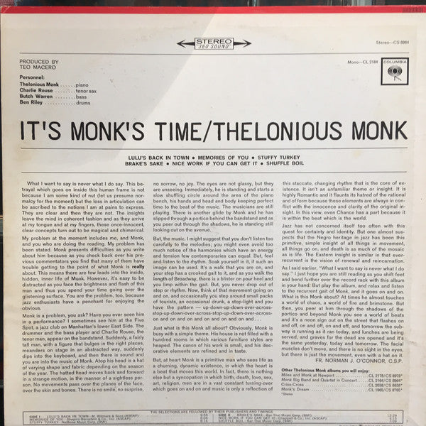 Thelonious Monk : It's Monk's Time (LP, Album)