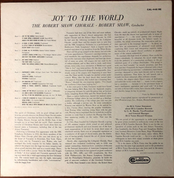 The Robert Shaw Chorale, Robert Shaw : Joy To The World (LP, Mono)