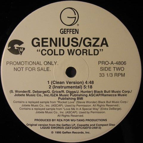 The Genius / GZA : Cold World (12", Single, Promo)