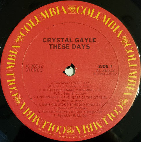 Crystal Gayle : These Days (LP, Album, Ter)