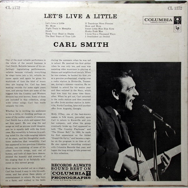 Carl Smith (3) : Let's Live A Little (LP, Album, Mono)