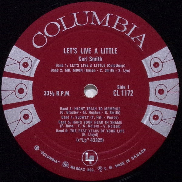Carl Smith (3) : Let's Live A Little (LP, Album, Mono)