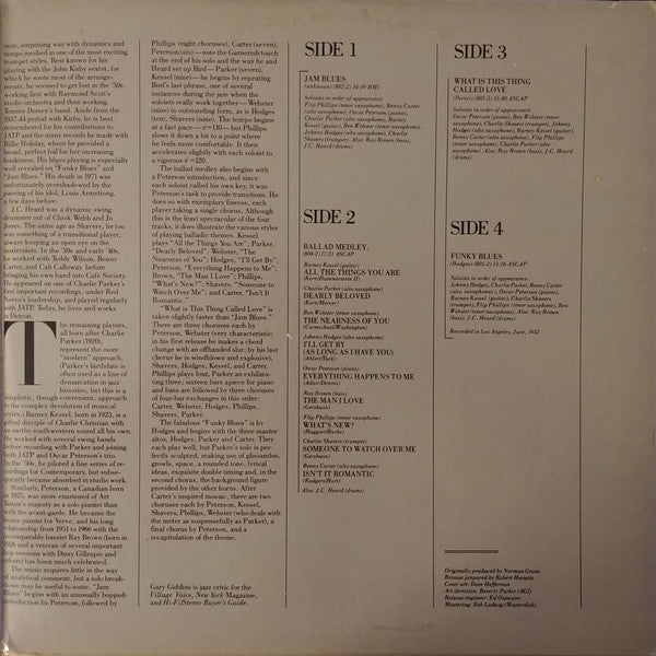 Charlie Parker With Benny Carter / Johnny Hodges / Ben Webster & Oscar Peterson : Norman Granz Jam Session / The Charlie Parker Sides (2xLP, Comp, Mono, RE, Pit)