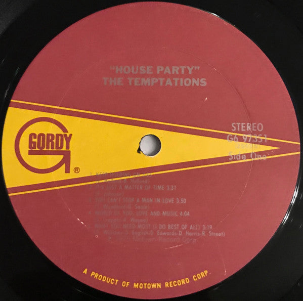 The Temptations : House Party (LP, Album)