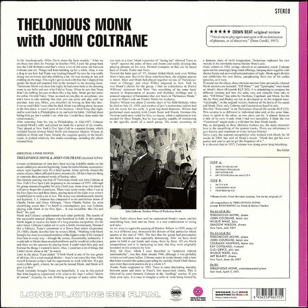 Thelonious Monk With John Coltrane : Thelonious Monk With John Coltrane (LP, Album, Ltd, RE, RM, 180)