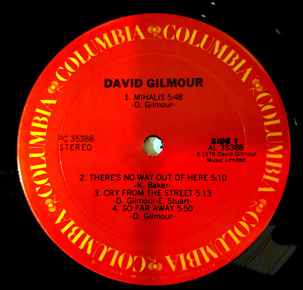 David Gilmour : David Gilmour (LP, Album, RE, Pit)