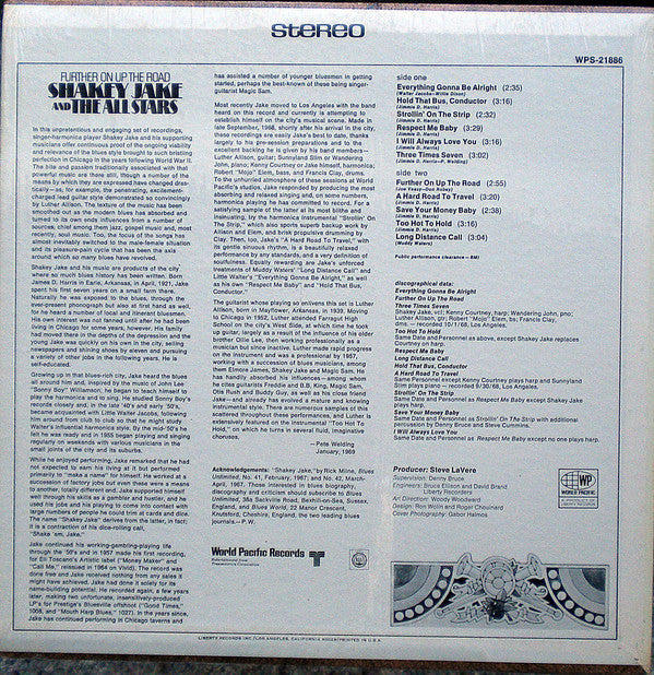 Shakey Jake And The Allstars : Further On Up The Road (LP, Album)