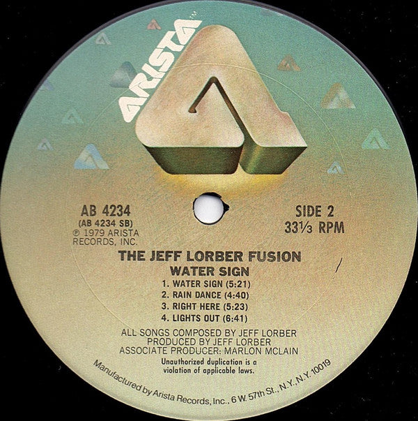The Jeff Lorber Fusion : Water Sign (LP, Album, Ter)