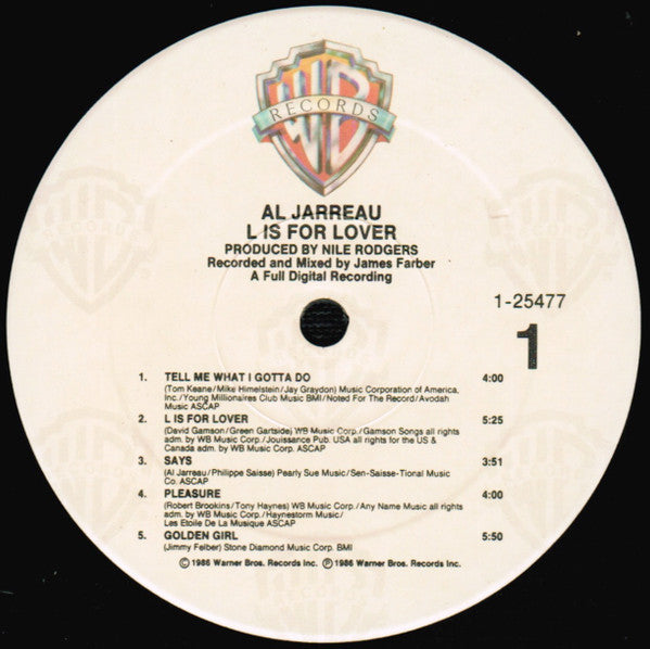 Al Jarreau : L Is For Lover (LP, Album, Spe)