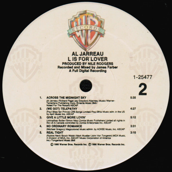 Al Jarreau : L Is For Lover (LP, Album, Spe)