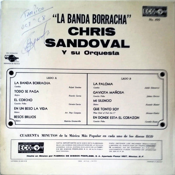 Chris Sandoval Y Su Orquesta : La Banda Borracha (LP, Album)