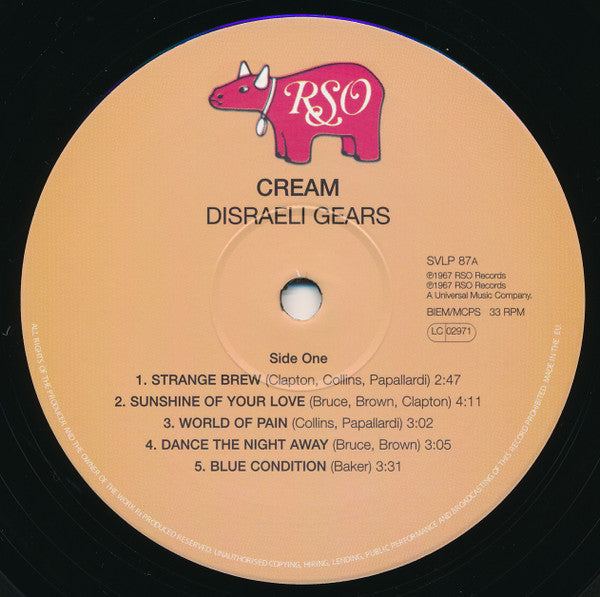 Cream (2) : Disraeli Gears (LP, Album, Ltd, RE, Unofficial, 180)