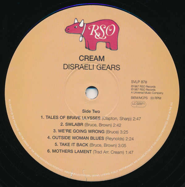 Cream (2) : Disraeli Gears (LP, Album, Ltd, RE, Unofficial, 180)
