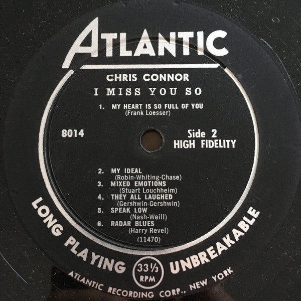 Chris Connor : I Miss You So (LP, Album, Mono)