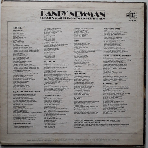 Randy Newman : Randy Newman (LP, Album, Promo, RP, San)