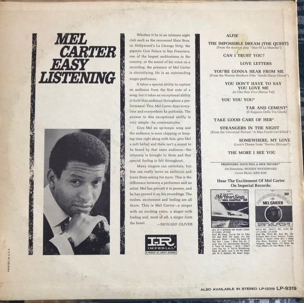 Mel Carter : Easy Listening (LP, Album, Mono)