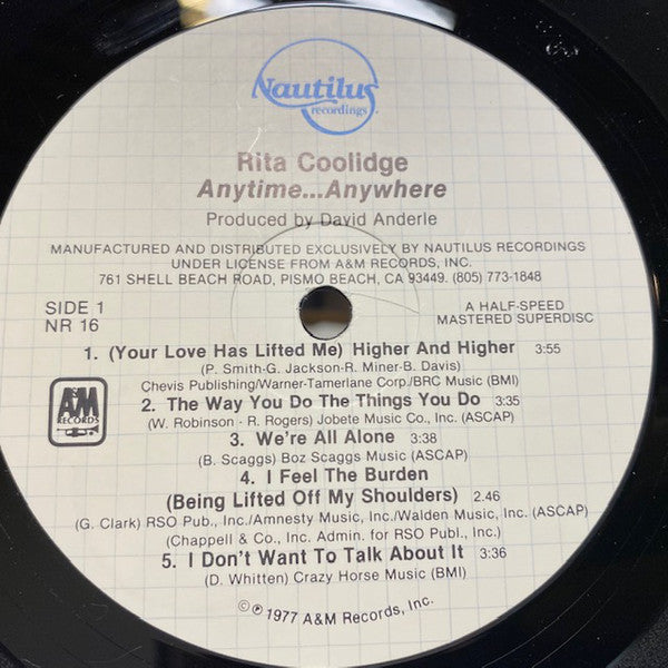 Rita Coolidge : Anytime... Anywhere (LP, Album, RE, RM, KM )