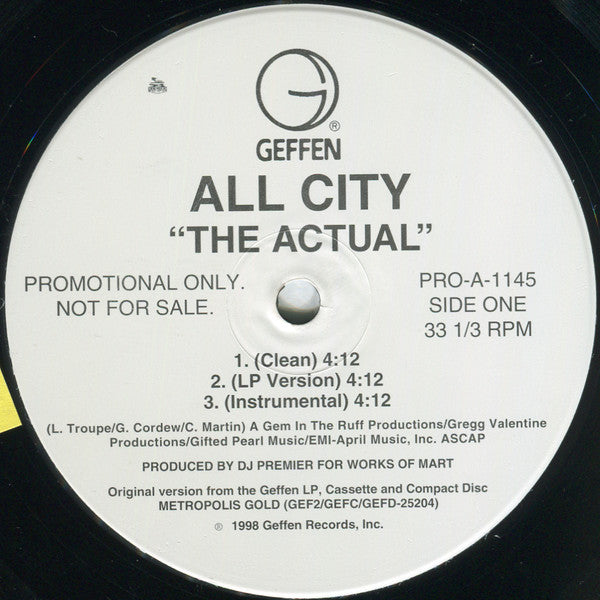 All City : The Actual / Priceless (12", Promo)