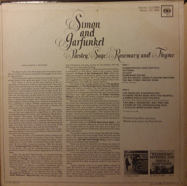 Simon & Garfunkel : Parsley, Sage, Rosemary And Thyme (LP, Album, Mono, Ter)