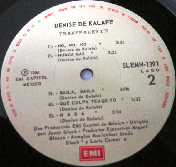 Denise De Kalafe : Transparente (LP, Album)