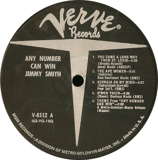Jimmy Smith : Any Number Can Win (LP, Album, Mono, Gat)