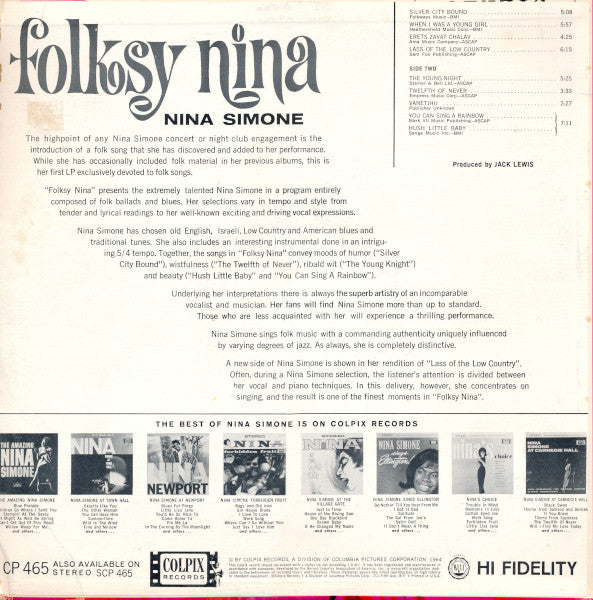 Nina Simone : Folksy Nina (LP, Album, Mono, Mon)