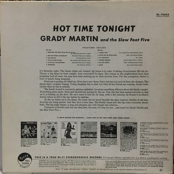Grady Martin And The Slew Foot Five : Hot Time Tonight (LP, Album)