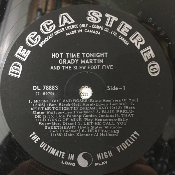 Grady Martin And The Slew Foot Five : Hot Time Tonight (LP, Album)