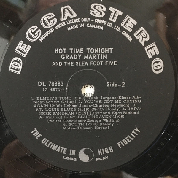 Grady Martin And The Slew Foot Five : Hot Time Tonight (LP, Album)