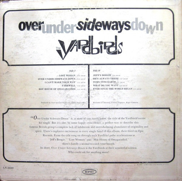 The Yardbirds : Over Under Sideways Down (LP, Album, Mono, San)