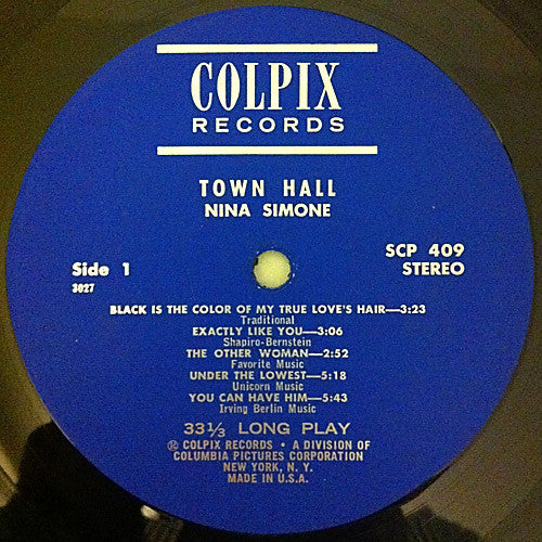 Nina Simone : Nina Simone At Town Hall (LP, Album, RE, RP, Mon)