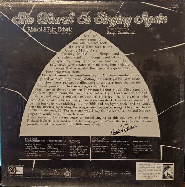 Richard & Patti Roberts And The World Action Singers : The Church Is Singing Again (LP, Album)