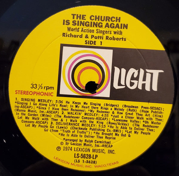 Richard & Patti Roberts And The World Action Singers : The Church Is Singing Again (LP, Album)