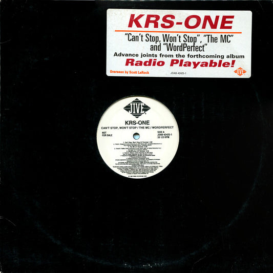 KRS-One : Can't Stop, Won't Stop / The MC / Word Perfect (12", Promo)