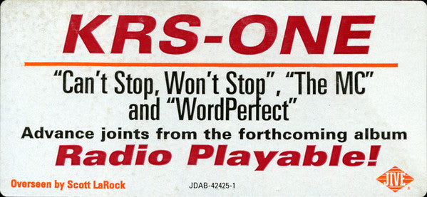 KRS-One : Can't Stop, Won't Stop / The MC / Word Perfect (12", Promo)
