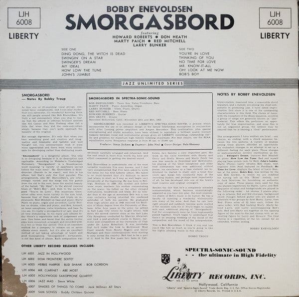 Bob Enevoldsen : Smorgasbord (LP, Album, Mono, Blu)