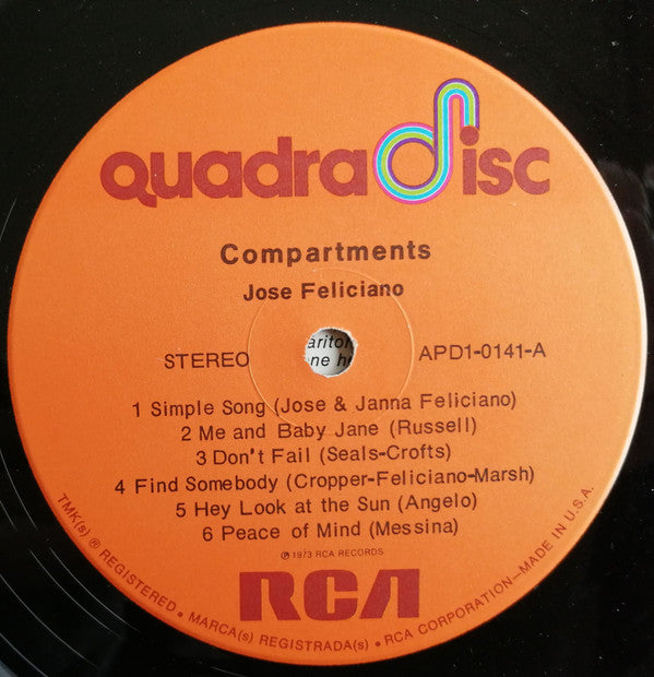 José Feliciano : Compartments (LP, Album, Quad, Ind)