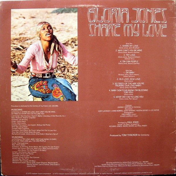 Gloria Jones : Share My Love (LP, Album, Hol)