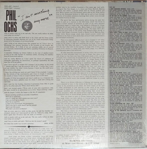 Phil Ochs : I Ain't Marching Anymore (LP, Album, RE)