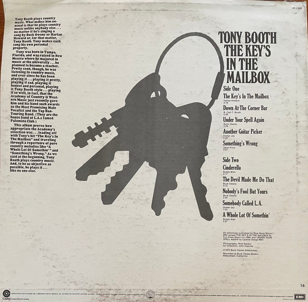 Tony Booth : The Key's In The Mailbox (LP, Album, Jac)