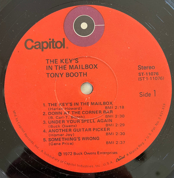 Tony Booth : The Key's In The Mailbox (LP, Album, Jac)