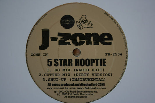 J-Zone : 5 Star Hooptie / Eatadiccup (12", Promo)