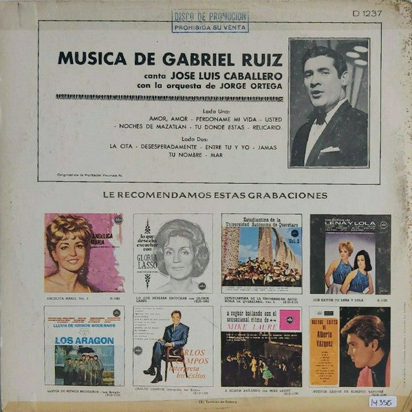 José Luis Caballero : Música De Gabriel Ruiz! (LP, Album, Mono, Promo)