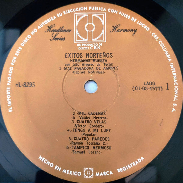 Hermanas Huerta Con Los Alegres De Terán : Exitos Norteños (LP, Album)