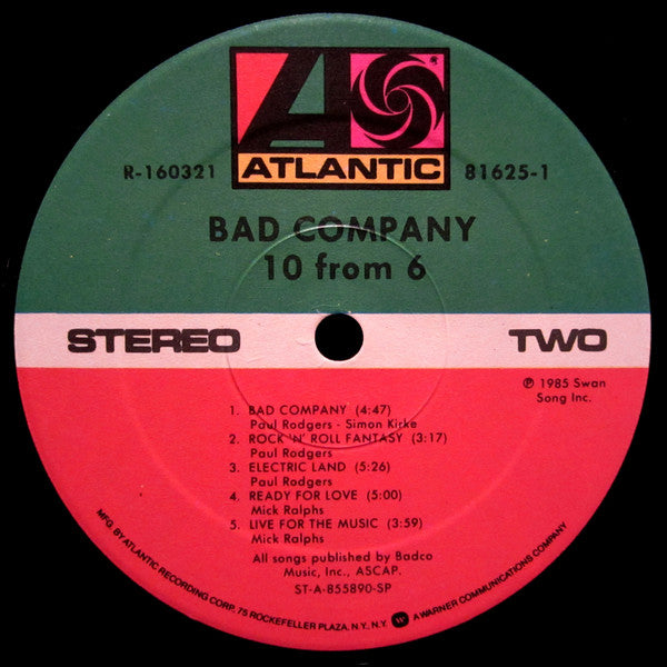 Bad Company (3) : 10 From 6 (LP, Comp, Club, RCA)