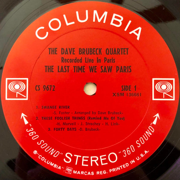 The Dave Brubeck Quartet : The Last Time We Saw Paris (LP, Album, Ter)