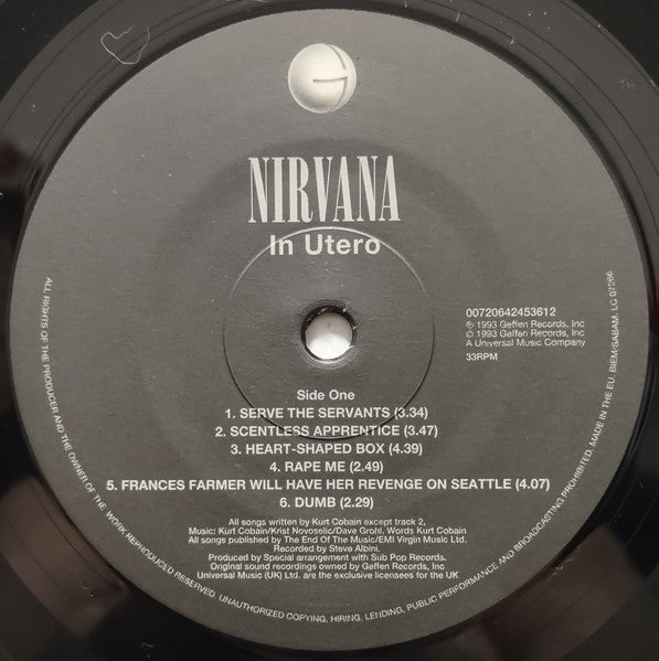 Nirvana : In Utero (LP, Album, RE, RP, 180)